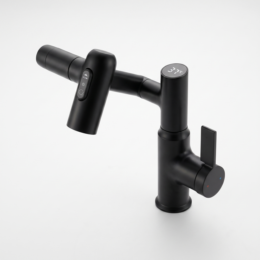 LED Basin Faucet with Digital Temperature Display - 360° Swivel Mixer Tap